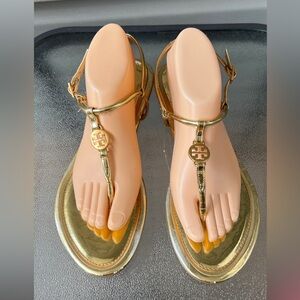 Tory Burch Women's Gold Thong Sandal Sz 10 See Measurements For Perfect Fit.
